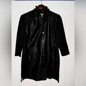 Alessa W Vintage Faux Leather Light‎ Jacket Edwardian Victorian Goth Women 10
